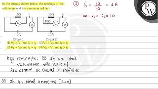 In the circuits shown below the readings of the voltmeters and the ammeters will be  Circuit 1 [upl. by Cloe]