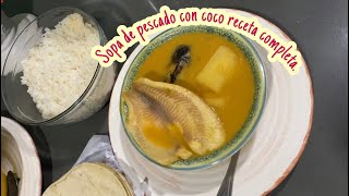 Sopa de pescado con coco receta completa [upl. by Llezom]