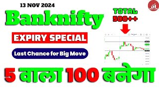 BNF Expiry important Levels for 13 NOV 2024  Nifty levels for tomorrow EQUITYSTAR [upl. by Ecnav]