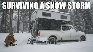 Surviving A Snow Storm Alone Trapped In My Truck Camper oregon vanlife camping [upl. by Kuehnel]