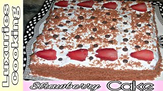 Strawberry CakeEasy and SimpleWithout OvenRecipe by Luxuries Cooking [upl. by Olag]