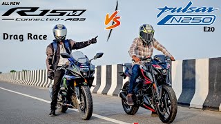 Bajaj Pulsar N250 Vs R15 V4  Drag Race [upl. by Olen]