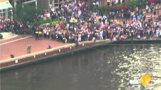 Watch Nik Wallendas highwire walk over Inner Harbor [upl. by Ayikin129]