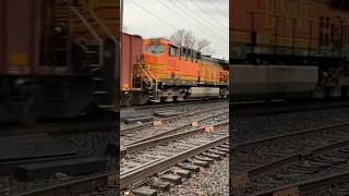 BNSF Trio with CSX GP40 at HaverstrawNY train railroad railfan railroad bnsfrailroad newyork [upl. by Hodosh404]