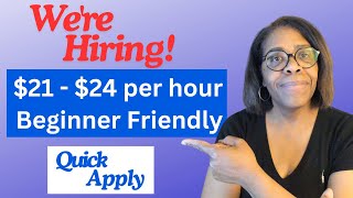 HIRING NOW Beginner Friendly Work From Home Jobs Paying Up To 24Hr  Training Provided [upl. by Aneehsyt627]