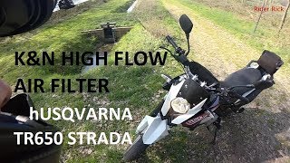 KampN AIR FILTER  Install  test drive  HUSQVARNA TR650 strada [upl. by Ardnaet]