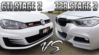 VW Golf GTI mk7 Stage 2 vs BMW 328i F30 N20 Stage 3 [upl. by Humfried]