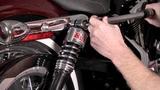 How to Install Rear Shocks on a HarleyDavidson by JampP Cycles [upl. by Porcia]