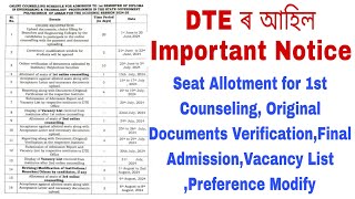 Polytechnic Seat Allotment for 1st CounselingDocuments VerificationVacancy ListPreference Edit [upl. by Happ821]