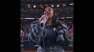 Ashanti sang the National Anthem for Game 4 World Series Dodgers vs Yankees [upl. by Saturday766]