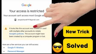 Google Account Fix Your access is restricted Your account cant access most Google services Problem [upl. by Sivrad]