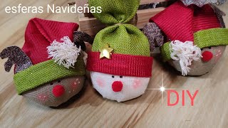 ESFERAS Navideñasde telaDIYreno muñeco de nieve [upl. by Esirehs]