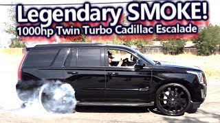 Legendary SMOKE 1000hp Twin Turbo Cadillac Escalade Laying Down Tracks  Epic Burnout [upl. by Jaquiss854]