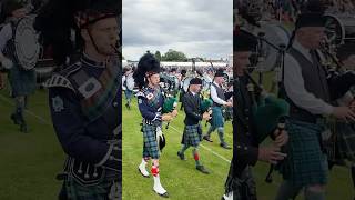 scotlandthebrave as drummajors lead massed pipesanddrums after opening 2024 Aboyne Games shorts [upl. by Gentille]