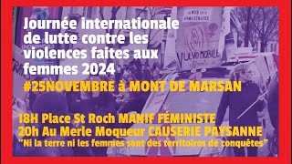 🚩Journée internationale de lutte contre les violences faites aux femmes 🚩25 NOVEMBRE 🚩MONT DE MARSAN [upl. by Anetsirk411]