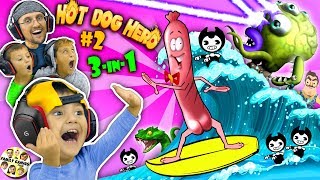 SHAWN plays HOT DOG HERO 😆 Bendy amp Hello Neighbor get Eaten FGTEEV 3in1 Games w Venom [upl. by Llecrep34]