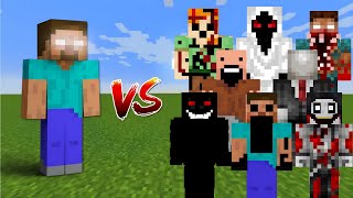 HEROBRINE VS ALL CREEPYPASTA MOBS FIGHT IN MINECRAFT PART 1  Mobs Battle [upl. by Dryden341]