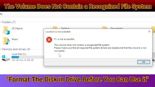 How To Fix The Volume Does Not Contain a Recognized File System  Format The Disk in Drive [upl. by Barcus]