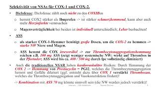 Pharmakologie  Skript Schmerz  Schmerzmittel 12 COX Hemmer Wirkungen  Nebenwirk COX 1  COX 2 [upl. by Brien]