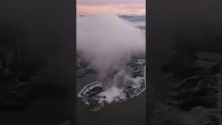 Morning fog Oregon City Willamette Falls oregoncity willamettefalls [upl. by Eitak]