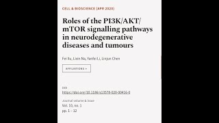 Roles of the PI3KAKTmTOR signalling pathways in neurodegenerative diseases and tumo  RTCLTV [upl. by Immak]