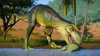 Albertosaurus and Herrerasaurus Hunting in Desert Environment  Jurassic World Evolution [upl. by Schuman]