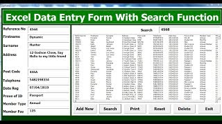 How to Create Excel VBA Data Entry Form With Search Function using Userform  Full Tutorial [upl. by Elleirua]