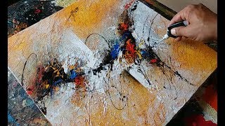 Abstract painting  textured with gesso  Acrylic abstract painting demonstration [upl. by Eelidnarb]