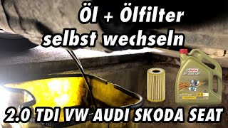 Öl und Ölfilter selbst wechseln  20 TDI VW Golf 6 Audi A3  Anleitung [upl. by Yelehsa]