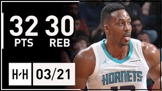 Dwight Howard MONSTER Full Highlights Hornets vs Nets 20180321  32 Pts 30 Rebounds [upl. by Tsnre]