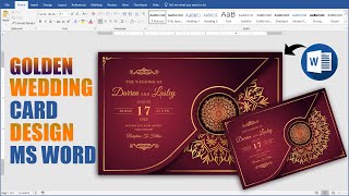 Golden Wedding Invitation Card Design in Microsoft Word Tutorial [upl. by Risser]