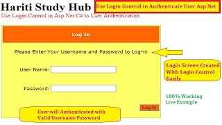 How to Use Login Control for User Authentication in AspNet C  Hindi  Free Online Learning Class [upl. by Laddie]