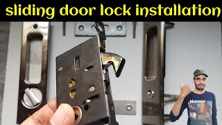 How to install sliding door lock। Sliding door lock fitting in hindi [upl. by Yortal]