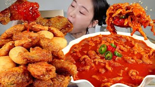 ASMR 매콤한 국물닭발 바삭한 치킨 치즈볼 하이볼 에이드까지 리얼먹방  spicy chicken feet  chicken MUKBANG [upl. by Dnomad]