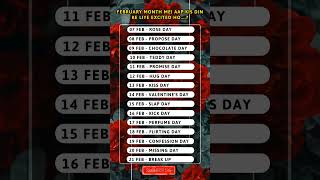 Valentines day List  Valentine week List 2024  February days list 2024  Valentine Day 2024 [upl. by Aiyot]