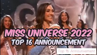 TOP 16 FINALIST OF MISS UNIVERSE 2022 ANNOUNCEMENT [upl. by Kala960]