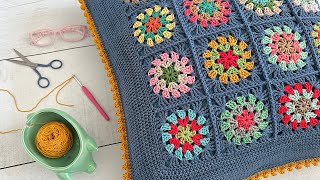 Squircle Crochet Pillow Finish  Popcorn Stitch Edging Tutorial [upl. by Ralyt706]