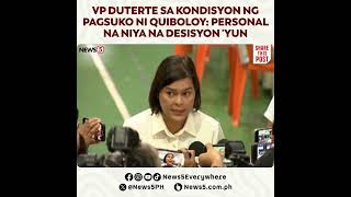 VP Duterte sa kondisyon ng pagsuko ni Quiboloy [upl. by Inimak]