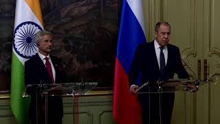 EAM Press Conference with FM Sergey Lavrov of Russia December 27 2023 [upl. by Dnomaid]