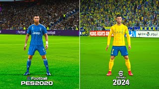 PES 2020 vs eFootball 2024  Free Kick Styles ▶ Ronaldo Neymar Messi etc [upl. by Lleihsad]