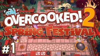 Overcooked 2 Spring Festival  1  DELICIOUS MEEF 4Player Gameplay [upl. by Brasca]