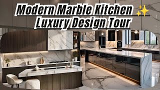 ✨ Modern Marble Kitchen Tour 🏠2024  Luxury Design Inspiration home kitchen interior trending [upl. by Ayyn]