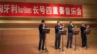 Four Bones Trombone Quartet  Johann Sebastian Bach  Badinerie [upl. by Cecilius]