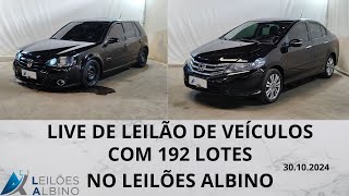 LIVE DE LEILÃO DE VEÍCULOS NOTURNO NO LEILÕES ALBINO DO DIA 30102024 [upl. by Gruber388]