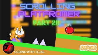 Scrolling Platformer Game on Scratch Pt 2  Scratch Coding Tutorial  Easy to Do [upl. by Voorhis]