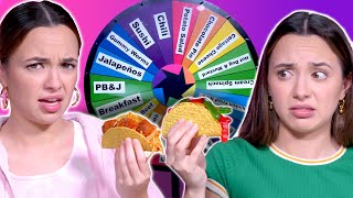 Mystery Wheel Taco Challenge  Merrell Twins [upl. by Gamin]