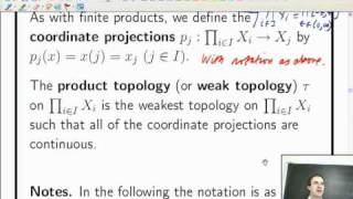 Lecture 7 Functional Analysis  Infinite products and Tychonoffs theorem [upl. by Bovill]