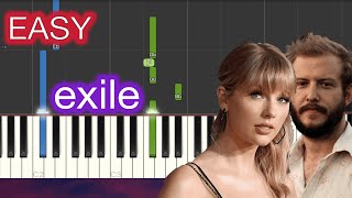 Taylor Swift  exile feat Bon Iver  EASY Piano Tutorial Synthesia [upl. by Yrakcaz]