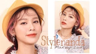 STYLENANDA makeup look  SWATCH amp REVIEW 3CE ON amp ON [upl. by Enylodnewg893]