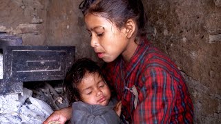 village life of rural Nepal  dharme brothers family cooking amp having bread [upl. by Ecahc]